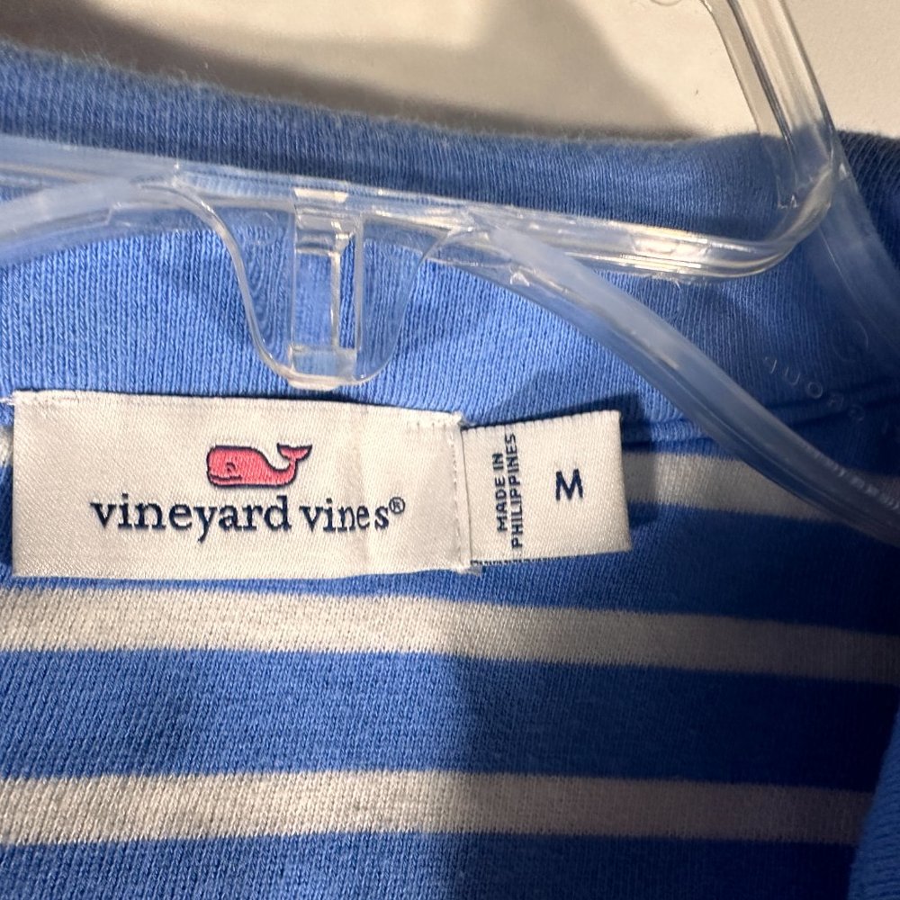 Vineyard Vines Blue White Pink 1/4 Zip Pull Over Women Size M - Picture 4 of 7